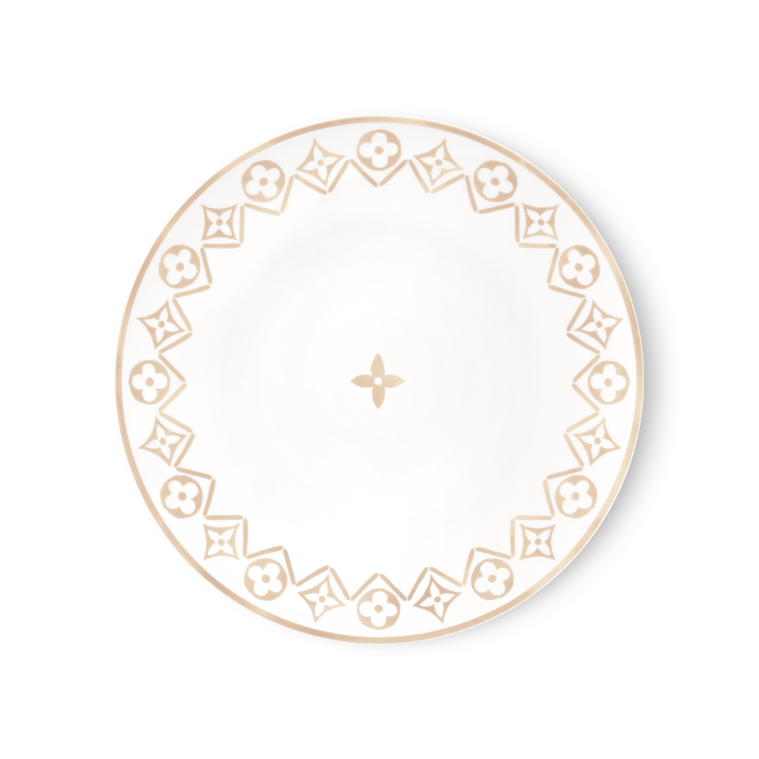 Set Of 2 Dinner Plates Monogram Flower Tile - Trunks, Travel and